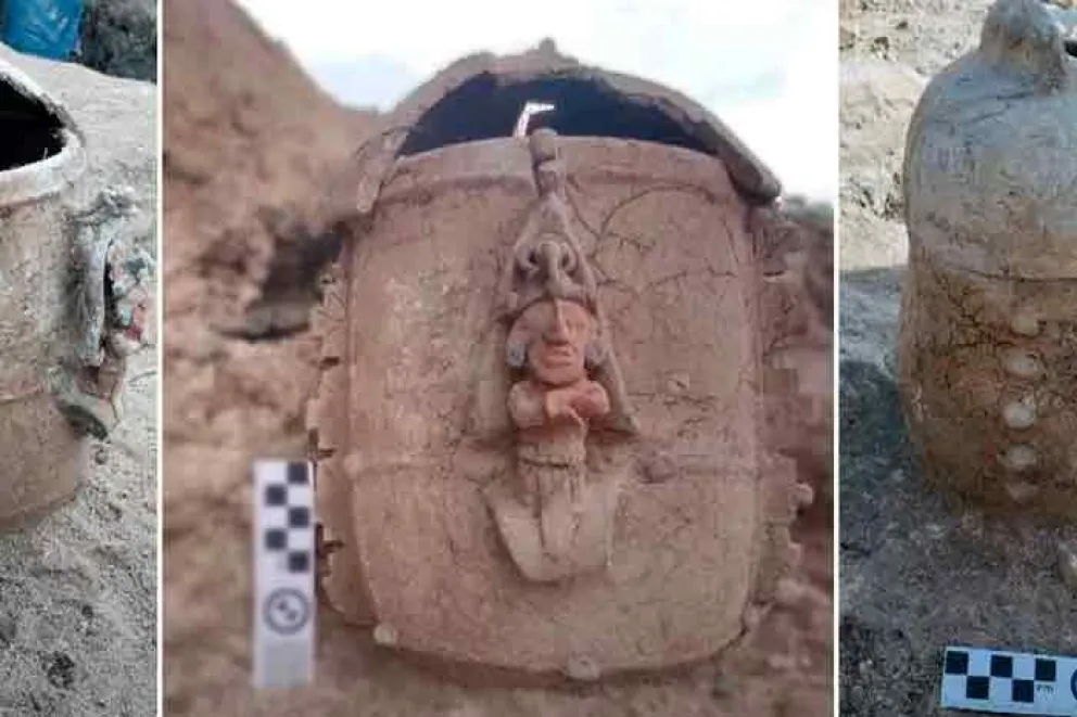 Encontraron una urna funeraria con la imagen del ‘dios del maíz’ en las obras del Tren Maya