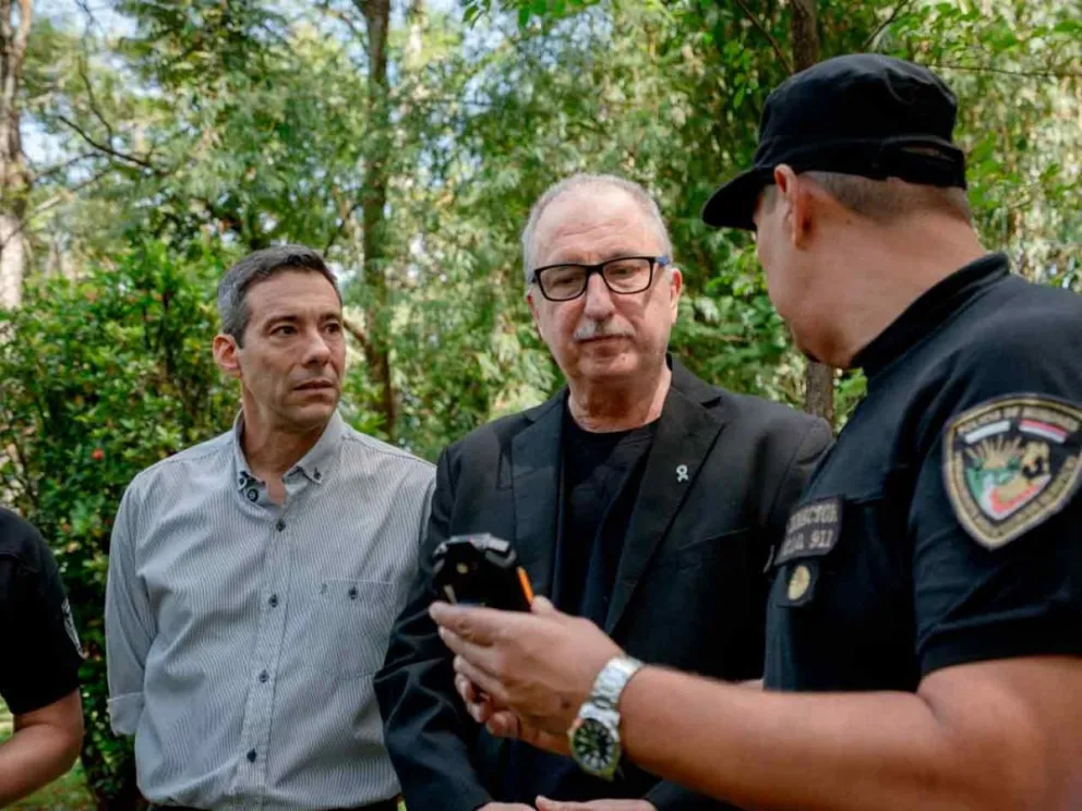 Hugo Passalacqua, Marcelo Pérez y autoridades policiales 