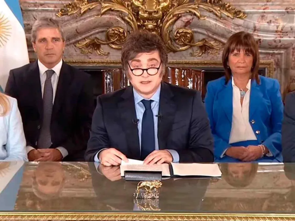 Durante el discurso en Cadena Nacional