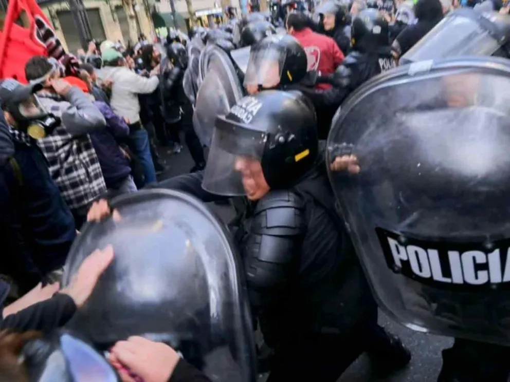 Durante la protesta de ayer