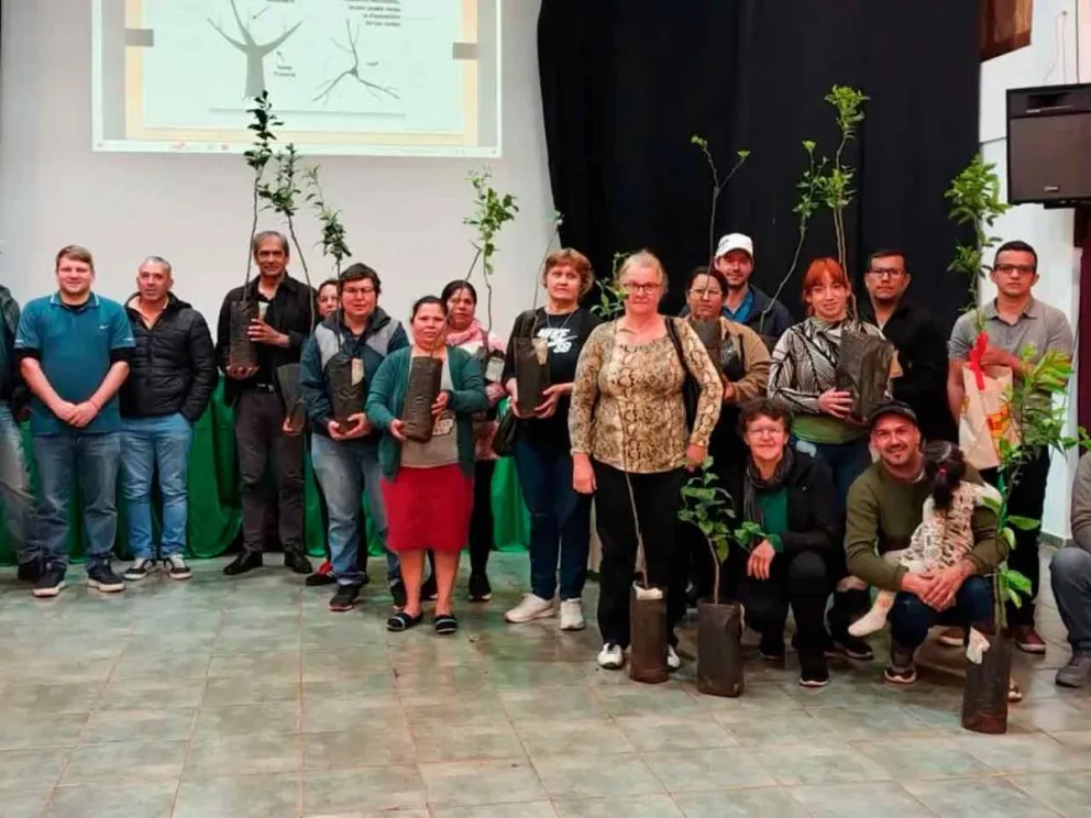 Y entregan plantines de naranjo