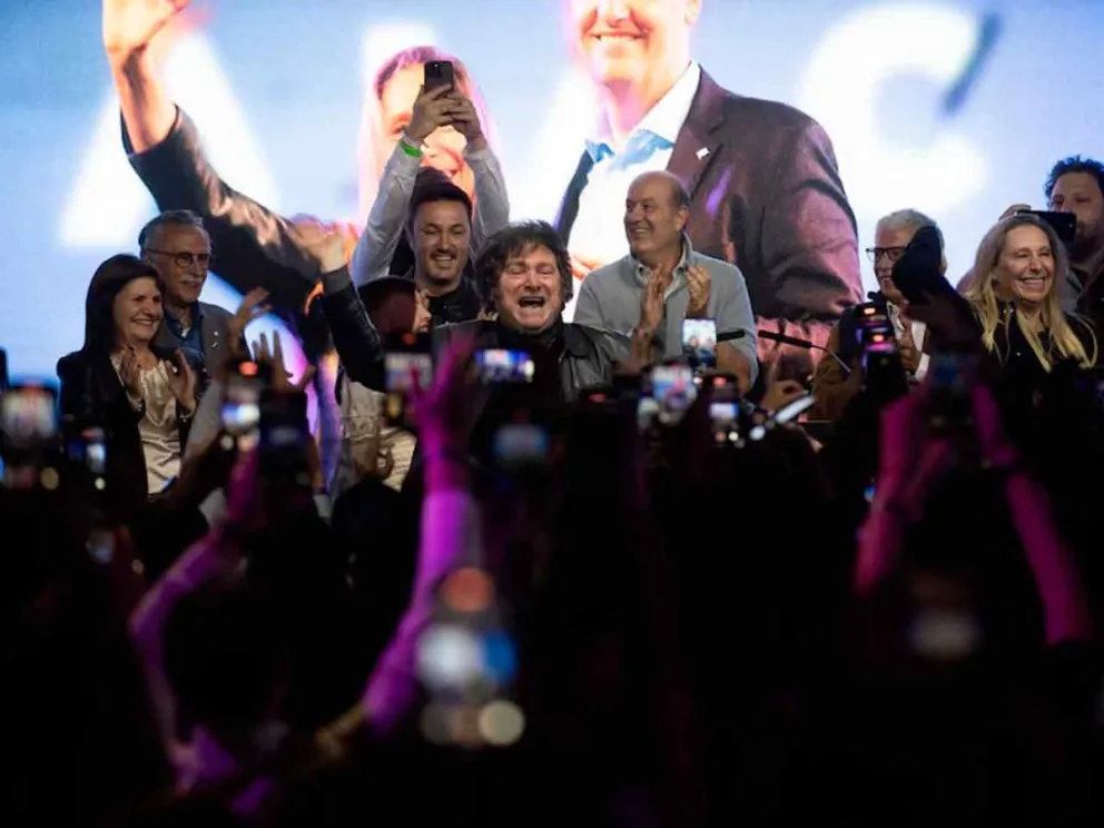 Javier Milei en el festejo de LLA