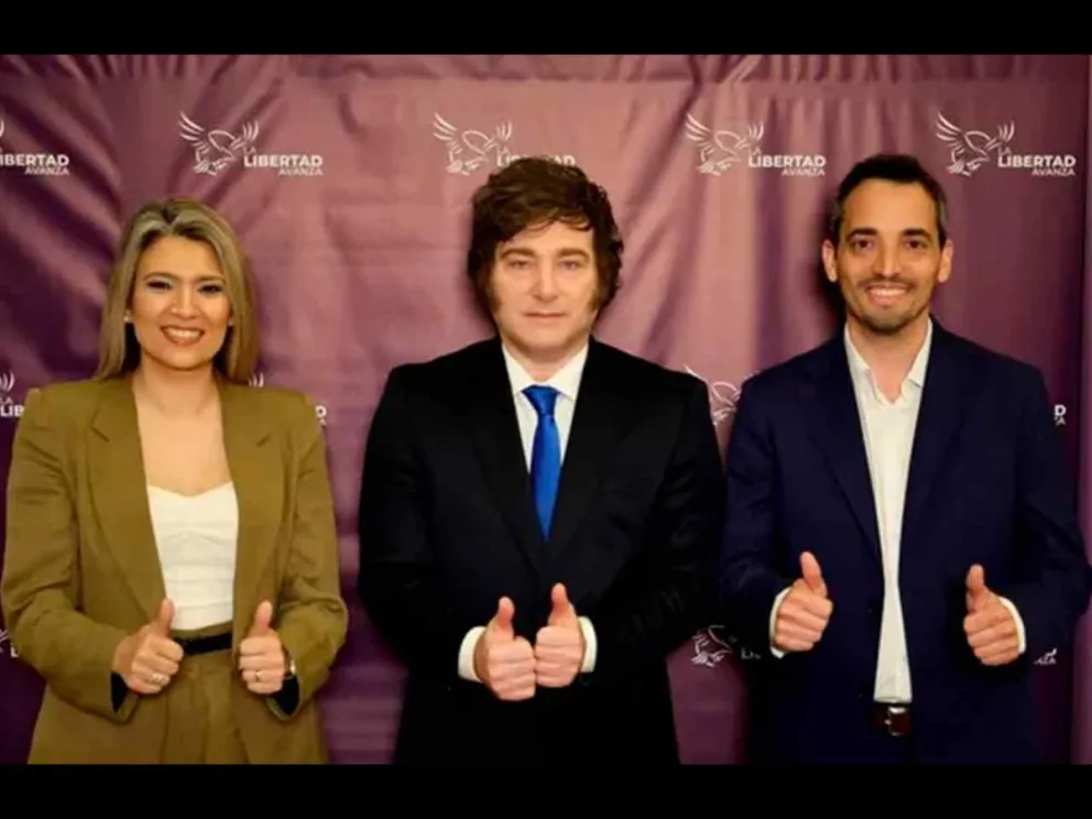 Nadia Márquez, Javier Milei y Pablo Cervi