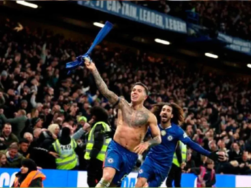 Enzo Fernández festejando