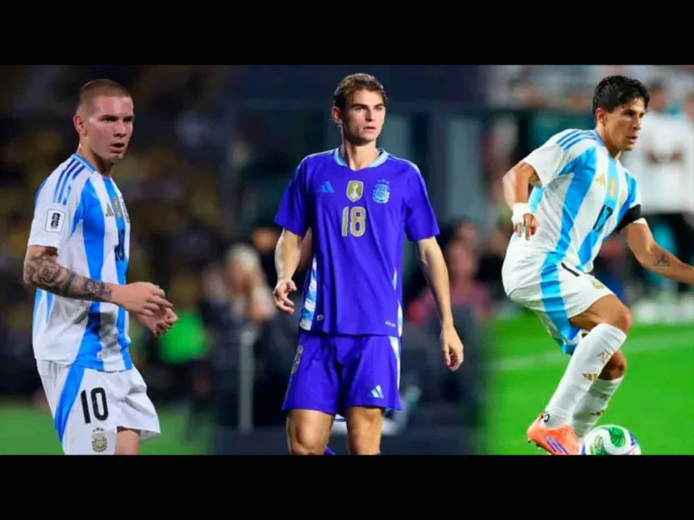 Franco Mastantuono, Nico Paz y Giuliano Simeone