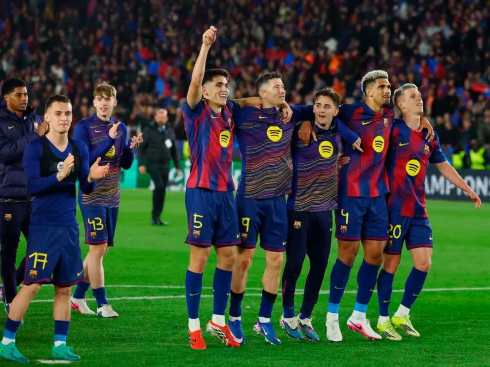 Festejo de los Culés por su goleada 7 a 2