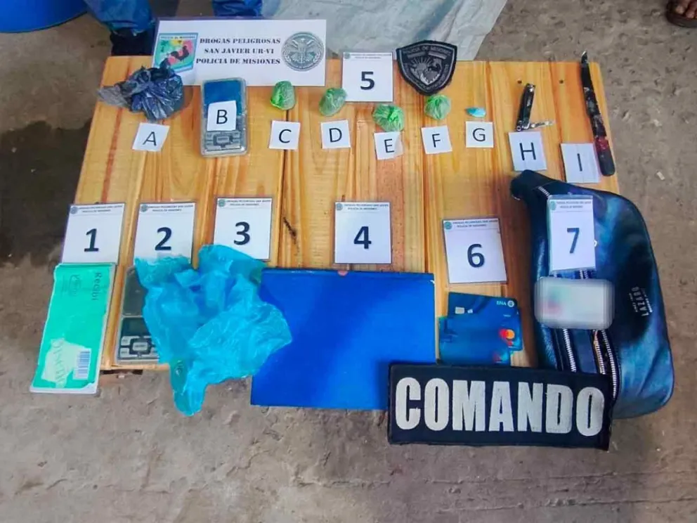 Droga y elementos incautados