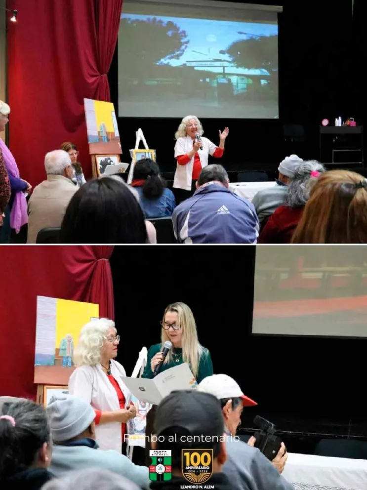 La escritora Norma Varela presentando su obra