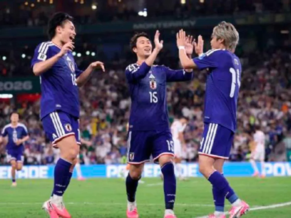 Festejo de los jugadores japoneses