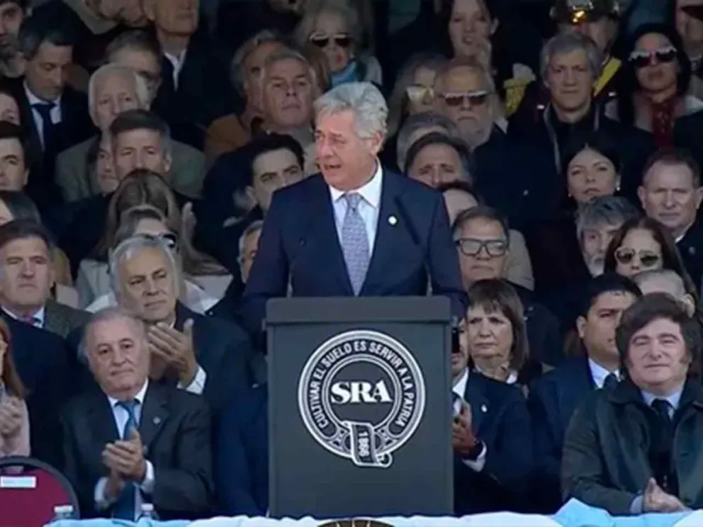 Nicolás Pino, durante el acto en La Rural