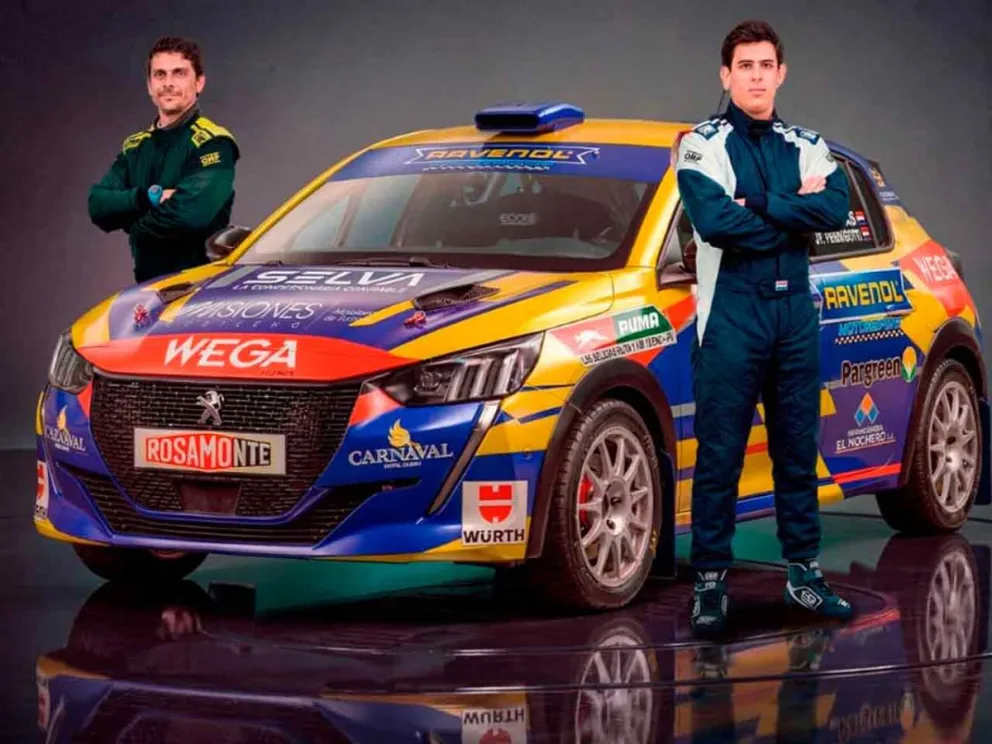 Martín Tomás y Juan Pernigotti, con el Peugeot 208 Rally4